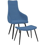 Křeslo s podnožkou modré textil - Křeslo