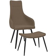 Křeslo s podnožkou taupe textil - Křeslo