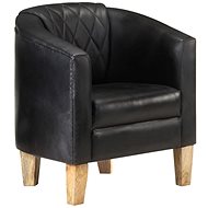 Klubové křeslo černé pravá kůže - Křeslo