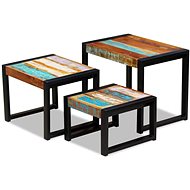 Tři stohovatelné stolky masivní recyklované dřevo - Side Table