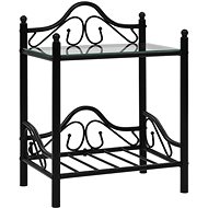 Noční stolek z oceli a tvrzeného skla 45 × 30,5 × 60 cm černý - Night Stand