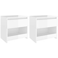 Noční stolky 2 ks bílé s vysokým leskem 40x30x39 cm dřevotříska - Night Stand