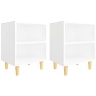 Bedside tables with wooden legs 2 pcs white 40 × 30 × 50 cm - Night Stand