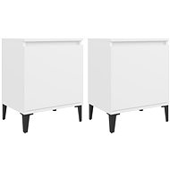 Noční stolky s kovovými nohami 2 ks bílé 40 × 30 × 50 cm - Night Stand