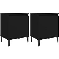 Bedside tables with metal legs 2 pcs black 40 × 30 × 50 cm - Night Stand