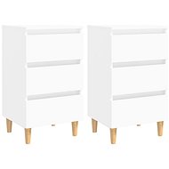 Bedside tables with wooden legs 2 pcs white 40 × 35 × 69 cm - Night Stand