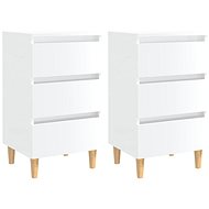 Noční skříňky s dřevěnými nohami 2 ks bílé lesklé 40x35x69 cm - Night Stand