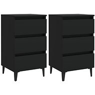 Bedside table with metal legs 2 pcs black 40 × 35 × 69 cm - Night Stand