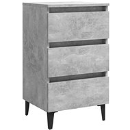 Bedside table with metal legs concrete grey 40 × 35 × 69 cm - Night Stand