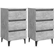 Bedside table with metal legs 2 pcs concrete grey 40x35x69 cm - Night Stand