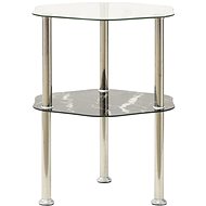2-tier table transparent and black 38 × 38 × 50 cm tempered glass - Side Table