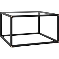 Čajový stolek černý s tvrzeným sklem 60 × 60 × 35 cm - Odkládací stolek