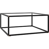 Čajový stolek černý s tvrzeným sklem 80 × 80 × 35 cm - Side Table