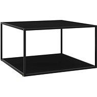 Čajový stolek černý s černým sklem 90 × 90 × 50 cm - Side Table