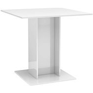 Jedálenský stôl biely s vysokým leskom 80 × 80 × 75 cm, drevotrieska - Jedálenský stôl
