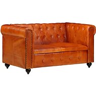 2místná pohovka Chesterfield bronzová pravá kůže - Pohovka
