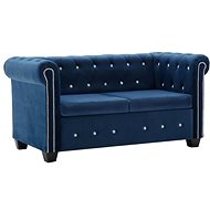 2místná pohovka Chesterfield se sametem 146 × 75 × 72 cm modrá - Pohovka