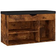 Lavice s botníkem a poduškou kouřový dub 80×30×47cm, dřevotříska - Botník