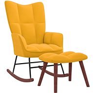 Houpací křeslo se stoličkou hořčicově žluté samet - Rocking Chair