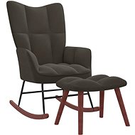 Houpací křeslo se stoličkou tmavě šedé samet, 328151 - Rocking Chair