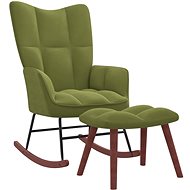 Houpací křeslo se stoličkou světle zelené samet - Rocking Chair