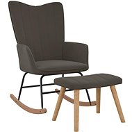 Houpací křeslo se stoličkou tmavě šedé samet - Rocking Chair