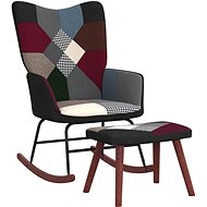 Houpací křeslo se stoličkou patchwork textil - Rocking Chair