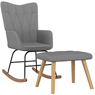 Houpací křeslo se stoličkou tmavě šedé textil - Rocking Chair