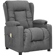 Zvedací masážní polohovací křeslo světle šedé textil - Massage Chair
