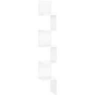 Nástenná rohová polica biela lesklá 20 × 20 × 127,5 cm drevotrieska - Polica