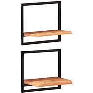 Wall shelves 2 pcs 40 × 24 × 35 cm solid acacia and steel - Shelf