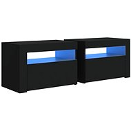 Bedside tables 2 pcs with LED black 60 × 35 × 40 cm - Night Stand