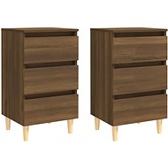 Bedside tables solid wooden legs 2 pcs brown oak 40×35×69 cm - Night Stand