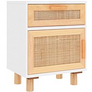 Bedside tables white solid pine and natural rattan - Night Stand