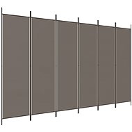 6-part anthracite screen 300×220 cm textile - Room Divider