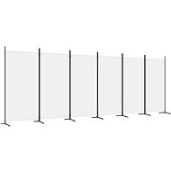 6-part white screen 520×180 cm textile - Room Divider
