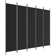 5dílný paraván černý 250 × 200 cm textil - Paraván