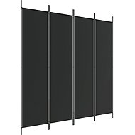 4-part screen black 200×200 cm textile - Room Divider