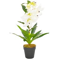 Artificial Lily Plant with Flowerpot White 65cm - Artificial Flower