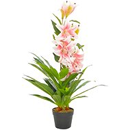 Artificial Lily Plant with Flowerpot Pink 90cm - Artificial Flower