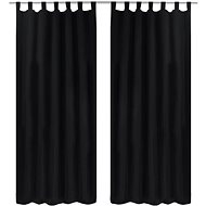 2 pcs Black Micro Satin Curtains with Loops 140 x 225cm - Drape