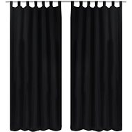 2 pcs Black Micro Satin Curtains with Loops 140 x 245cm - Drape