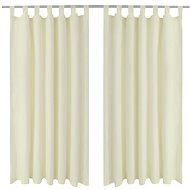 2 Cream Micro Satin Curtains with Loops 140 x 225cm - Drape