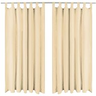 Micro Satin Curtains with Loops, 2 pcs, 140x175cm, Beige - Drape