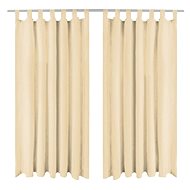 Micro Satin Curtains with Loops, 2 pcs, 140x225cm, Beige - Drape