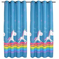 Children's Blackout Curtains with Print, 2 pcs, 140x240cm, Blue - Drape