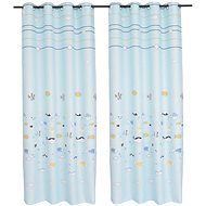 Children's Blackout Curtains with Print, 2 pcs, 140x240cm, Blue - Drape