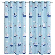 Children's Blackout Curtains with Print, 2 pcs, 140x240cm, Blue - Drape