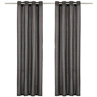 Curtains with Metal Rings 2 pcs Cotton 140 x 175cm Anthracite - Drape