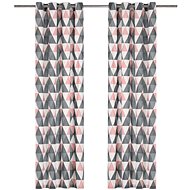 Curtains with Metal Rings 2 pcs Cotton 140 x 245cm Grey-pink - Drape
